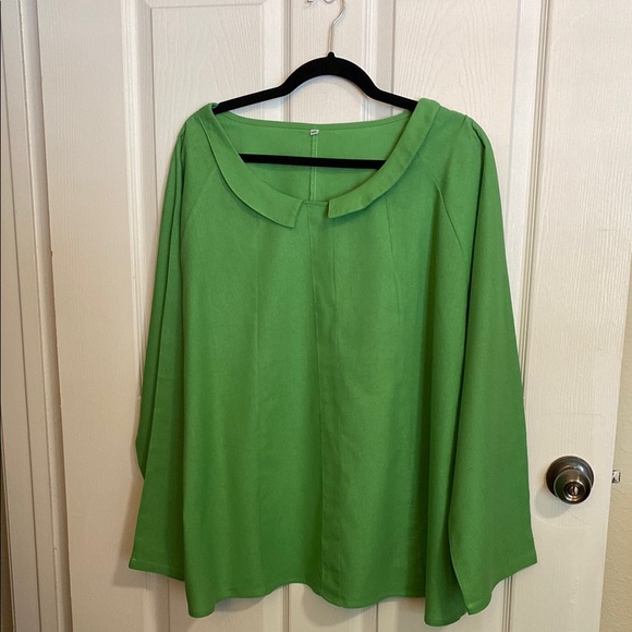 Tops - Vibrant Green Oversized Boxy Cotton Blouse
